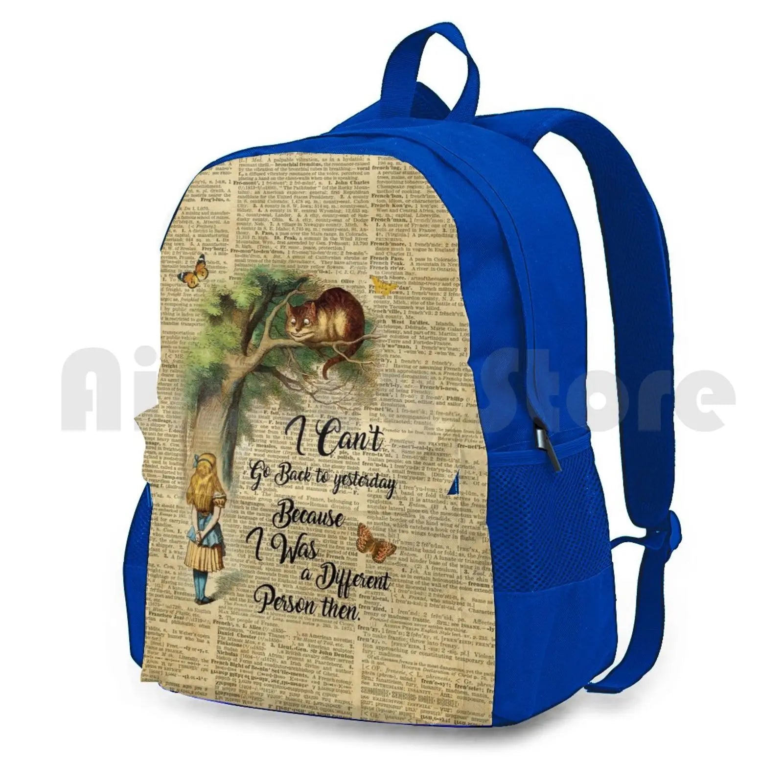 Alice In Vintage Dictionary Art Outdoor Hiking Backpack Waterproof