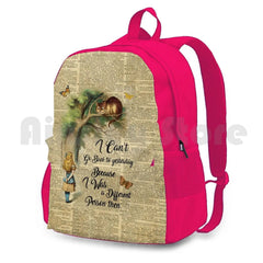 Alice In Vintage Dictionary Art Outdoor Hiking Backpack Waterproof