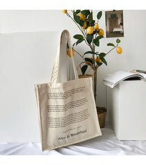 Alice Printed Large Capacity Women Tote Bag Canvas Travel Handbag