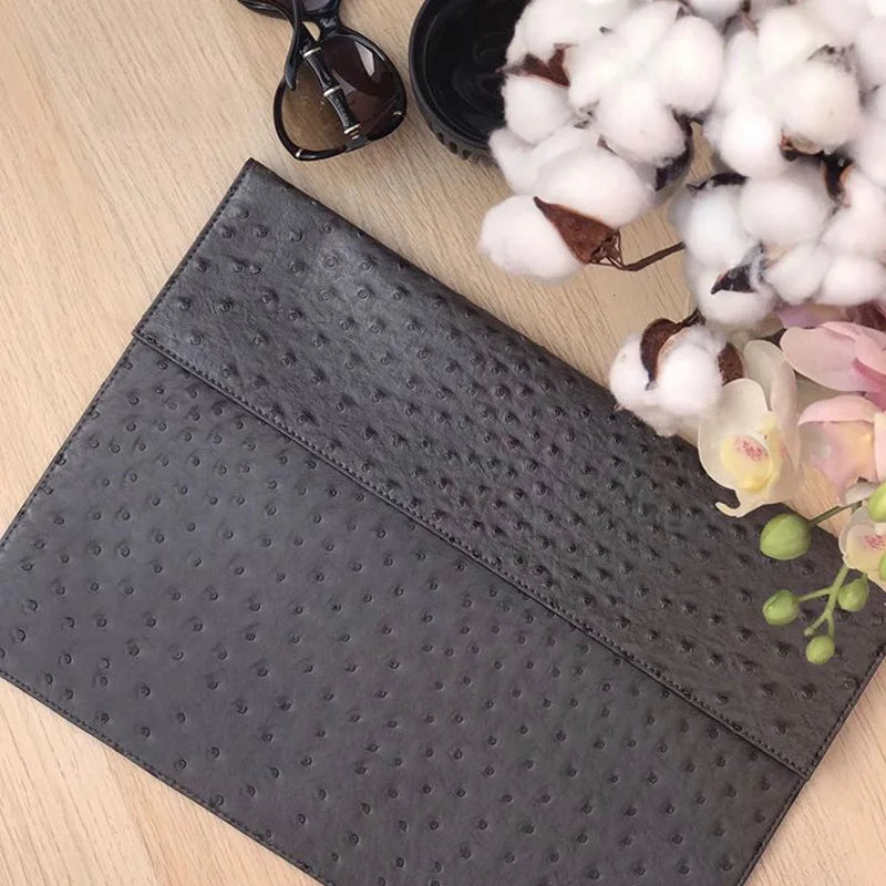 Alirattan Macbook Notebook Clutch Bag Women Ostrich Pattern