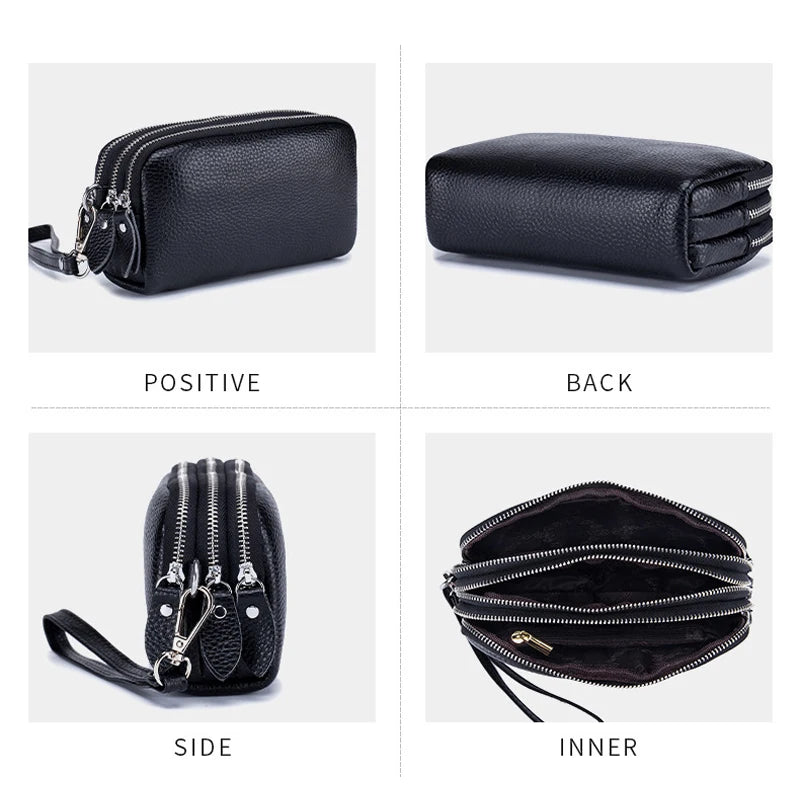 First Layer Cowhide Women's Clutch Bag Leather Wallet