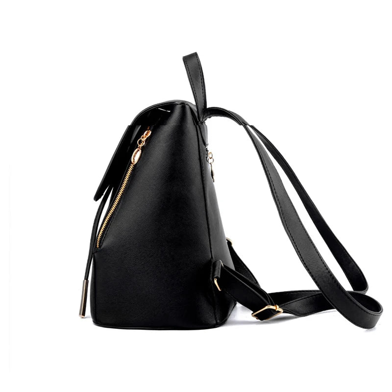 Leather Women's Backpack High School Bags Rucksack For Teenagers Girls