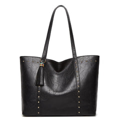 Retro Tassel Rivet Women's Bag Large Capacity Leather Shoulder Bag Handbags