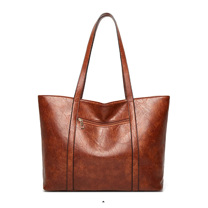 Retro Tassel Rivet Women's Bag Large Capacity Leather Shoulder Bag Handbags