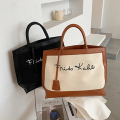 Large-Capacity Ladies Canvas Handbag Net Red Shoulder Tote Bag