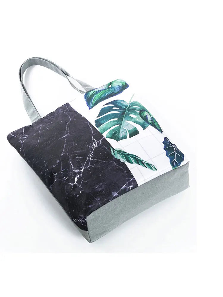 Marbling Print Shoulder Bag Large Capacity Lady Shopping Tote