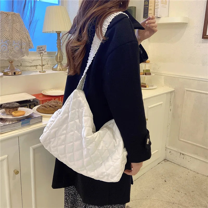 Pleated Women Handbags Large Capacity Ladies Shoulder Messenger Bags
