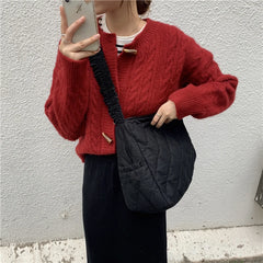 Pleated Women Handbags Large Capacity Ladies Shoulder Messenger Bags