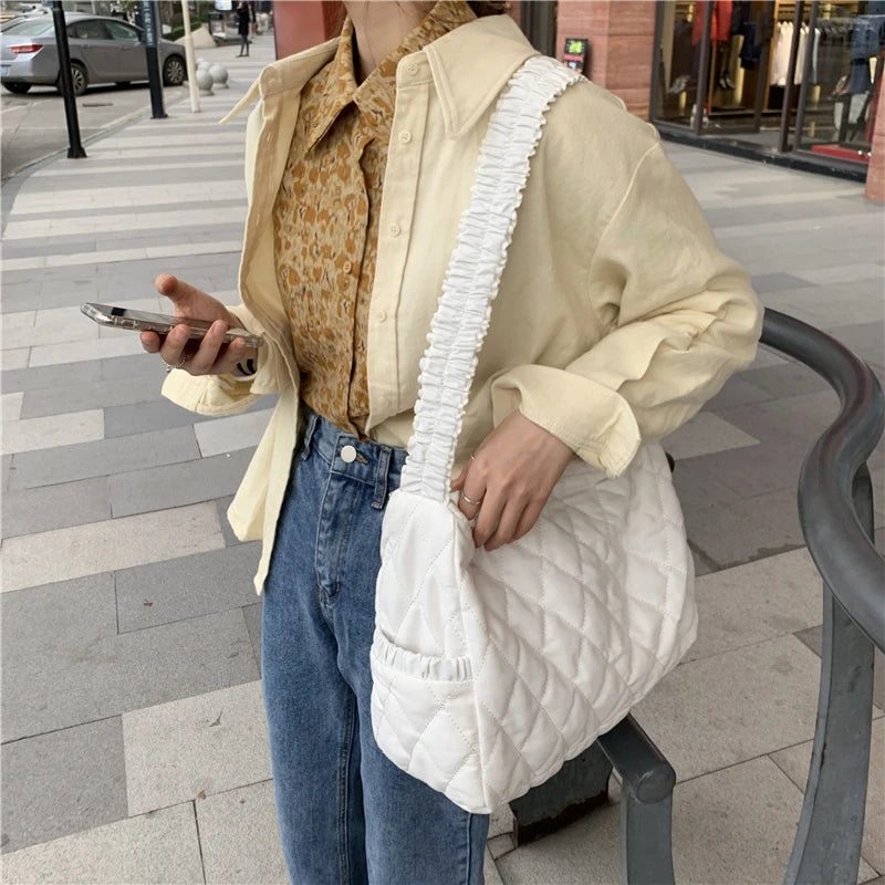 Pleated Women Handbags Large Capacity Ladies Shoulder Messenger Bags