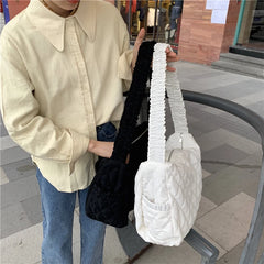 Pleated Women Handbags Large Capacity Ladies Shoulder Messenger Bags