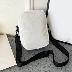 Corduroy Zipper Messenger Bag Multi-layer Street Shoulder Bag