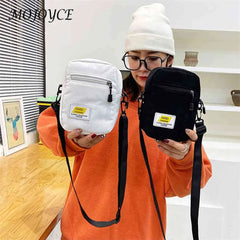 Corduroy Zipper Messenger Bag Autumn Winter Multi-layer Shoulder Bag