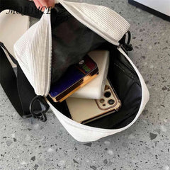 Corduroy Zipper Messenger Bag Autumn Winter Multi-layer Shoulder Bag