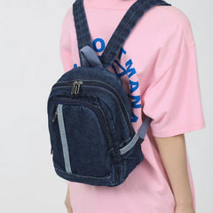 Denim Daypack Double Shoulder School Bag Jean Backpack for Girls