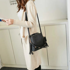 Vintage Tassel Messenger Bag with Scrub PU, All-match Style