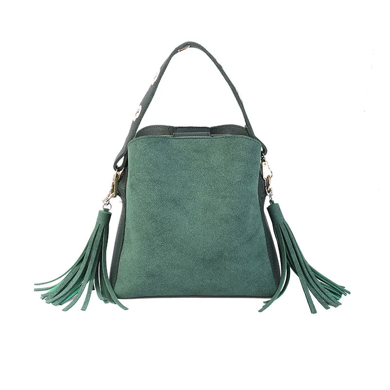 Vintage Tassel Messenger Bag with Scrub PU, All-match Style