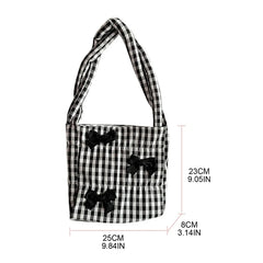 Women Shoulder Bag Bowknot Plaid Handbag Tote Bag