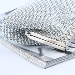 Aluminum Bead Women Evening Bag Rhinestone Clutch Chain Handbag