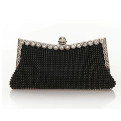 Aluminum Bead Women Evening Bag Rhinestone Clutch Chain Handbag