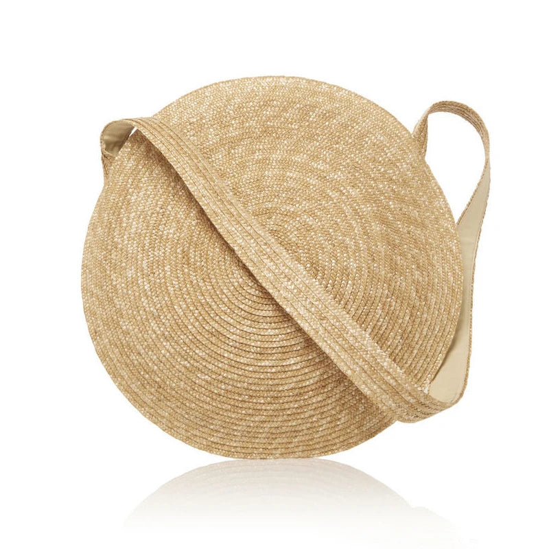 Summer Round Straw Bag for Women Large Drawstring Beach Bags Vintage Handbags