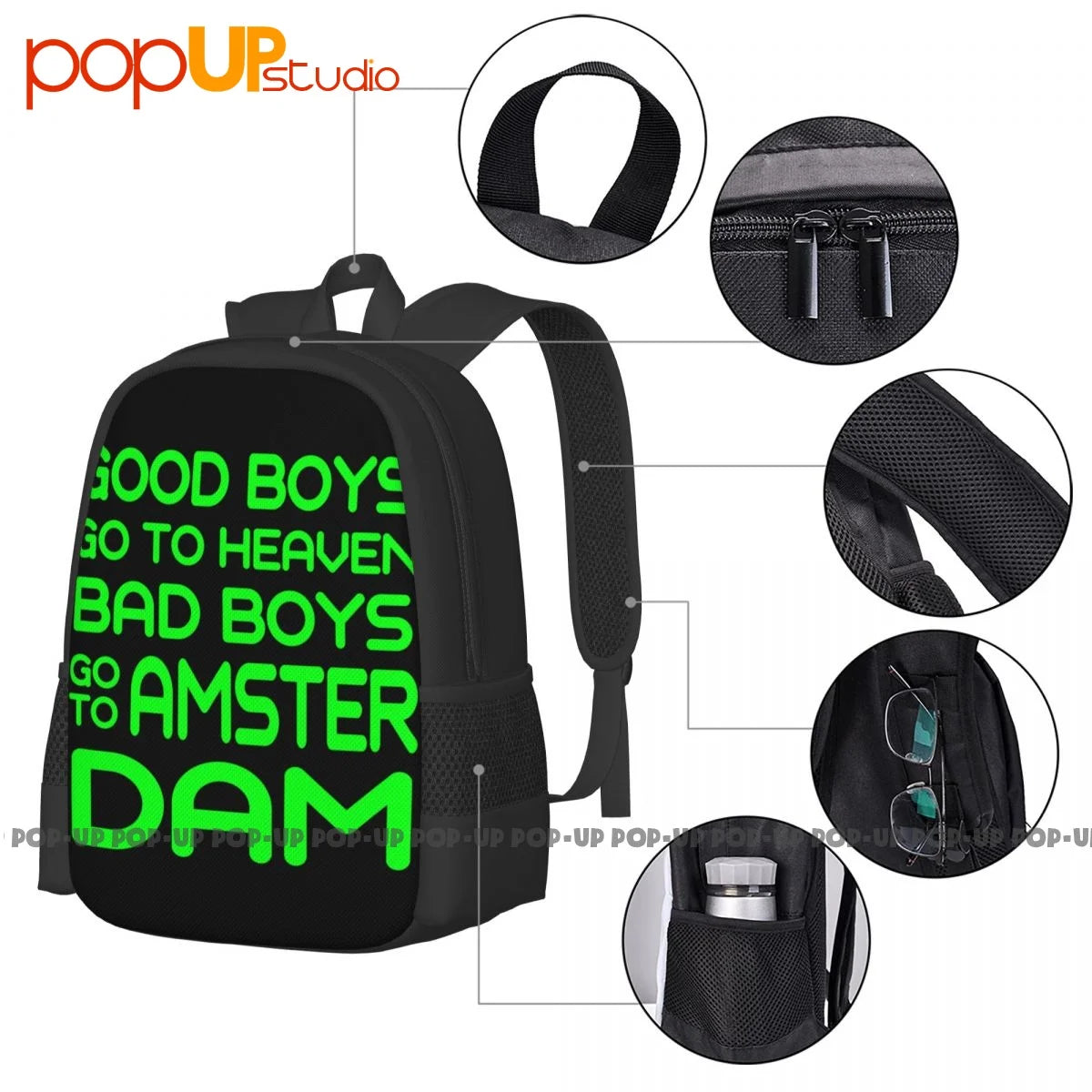 Amsterdam Holland Bad Boys Backpack Large Capacity Bookbag