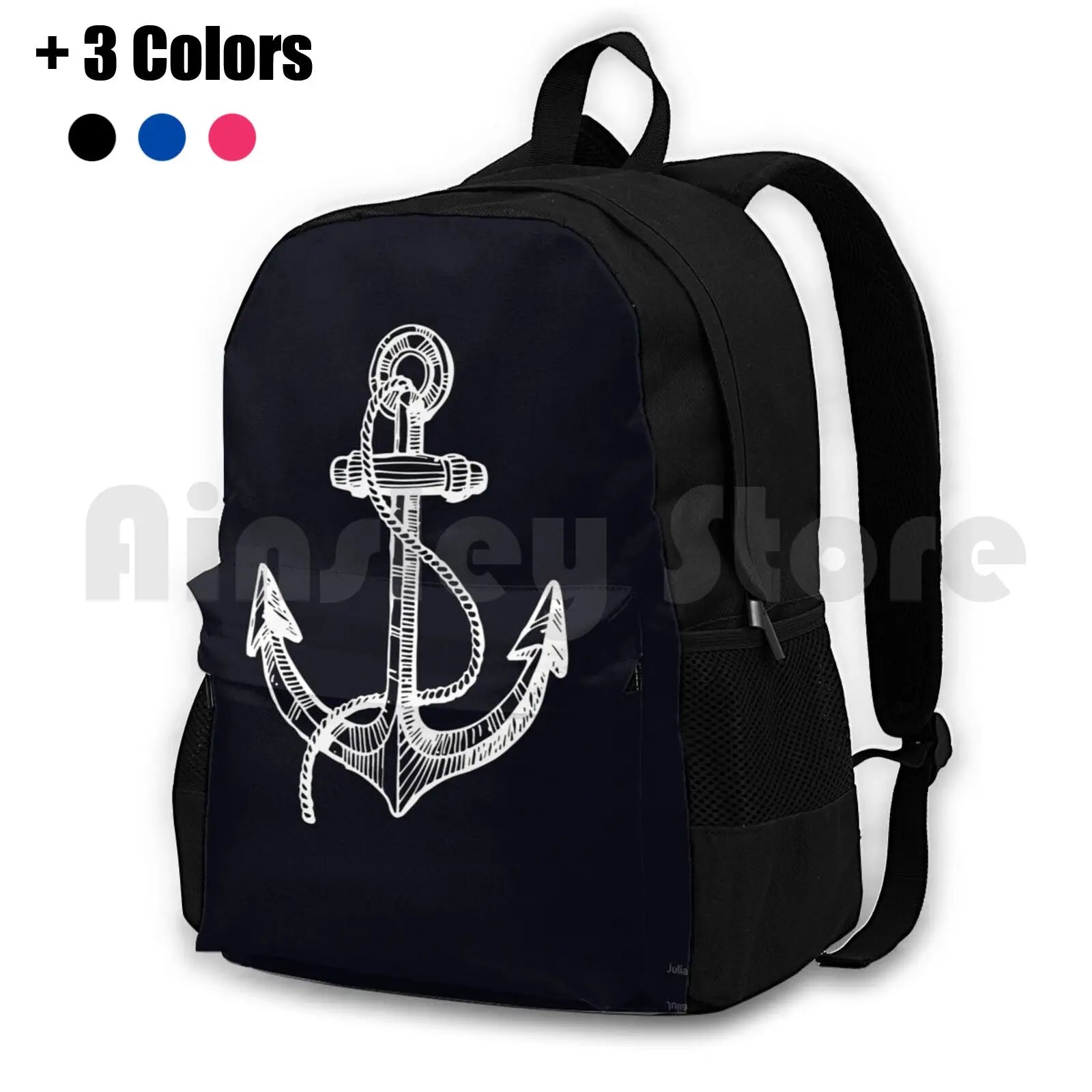 Anchor & Steering Wheel Outdoor Hiking Backpack Waterproof Camping Travel