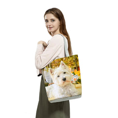 West Highland Terrier Shopping Bag Large Capacity Shoulder Handbag