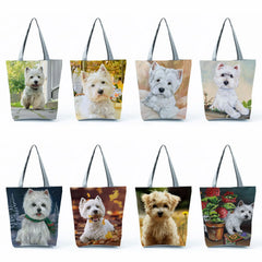 West Highland Terrier Shopping Bag Large Capacity Shoulder Handbag