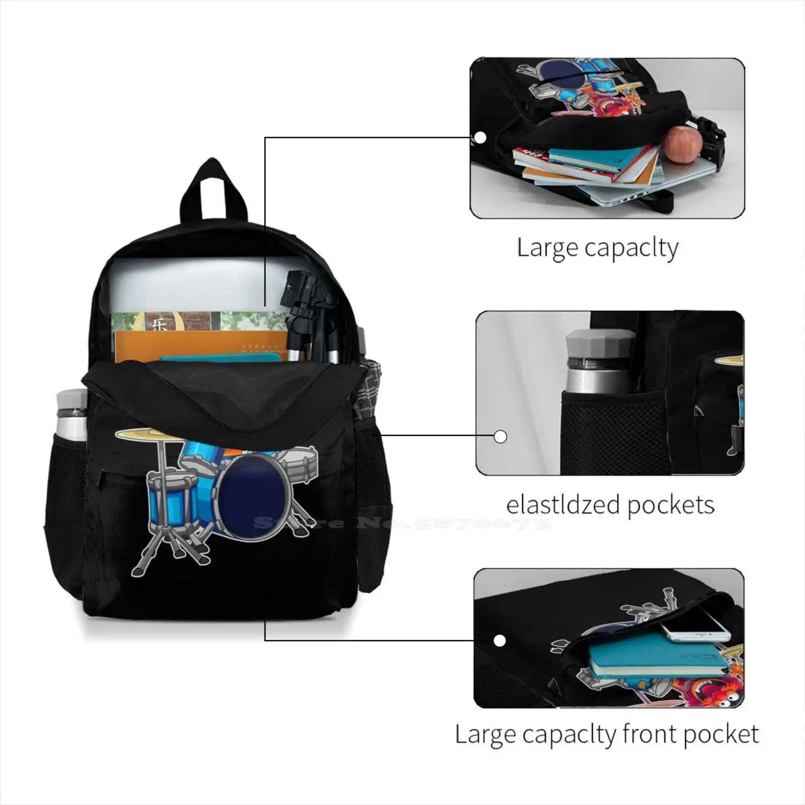 Animal Drummer | The S Show Travel Laptop School Backpack Bag