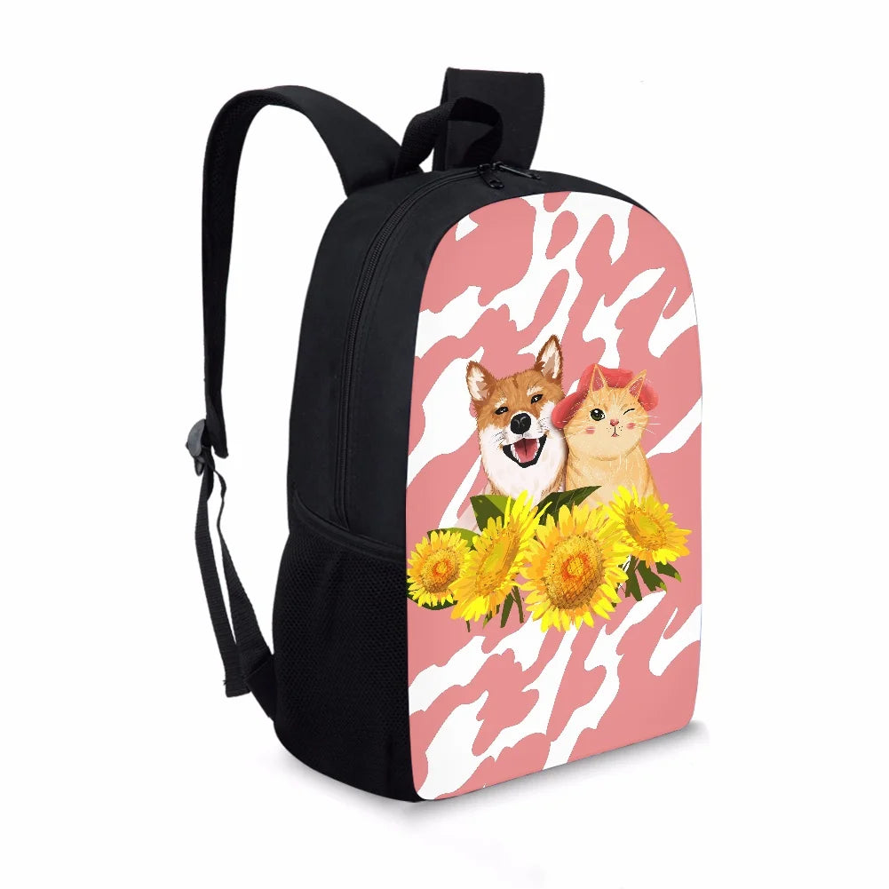 Animal Flower Texture Pattern Girls School Bags