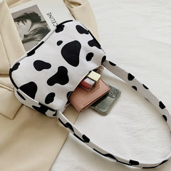 Animal Print Canvas Shoulder Bag Vintage Small Purse