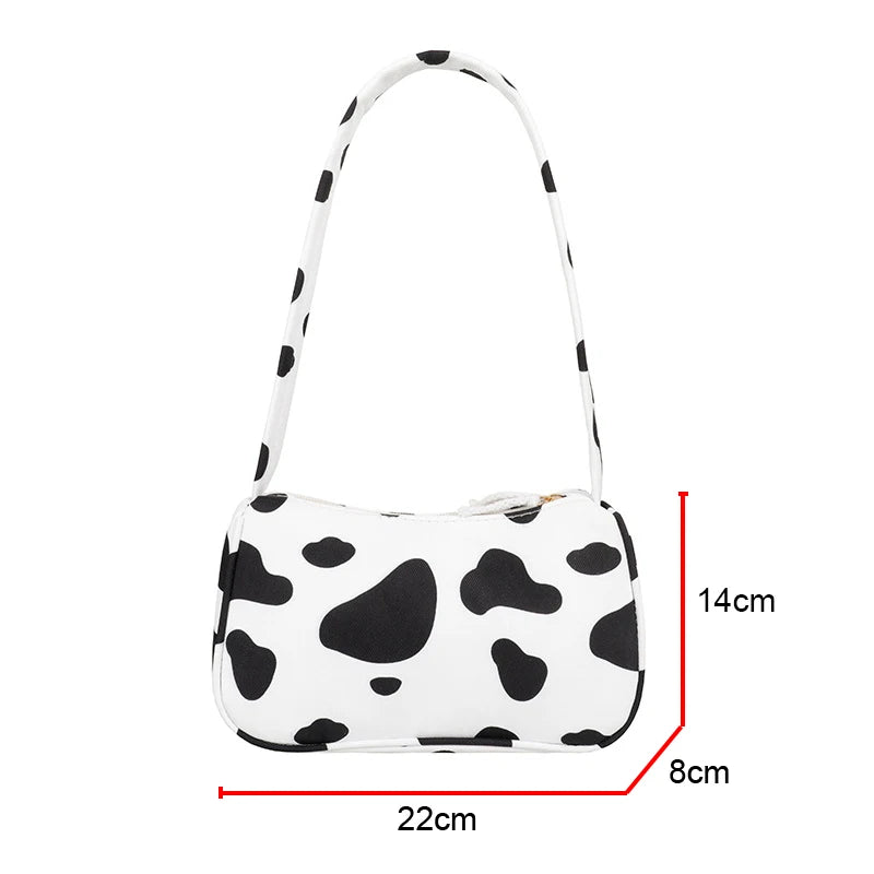 Animal Pattern Print Canvas Shoulder Underarm Bag Vintage Ladies Small Purse Han