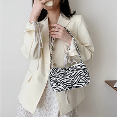 Animal Print Canvas Shoulder Bag Vintage Small Purse