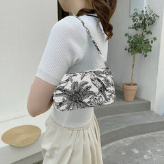 Animal Pattern Print Canvas Shoulder Underarm Bag Women Small Purse Handbags