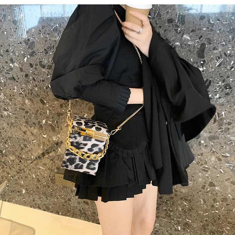 Animal Pattern Mini Box Crossbody Bag for Women
