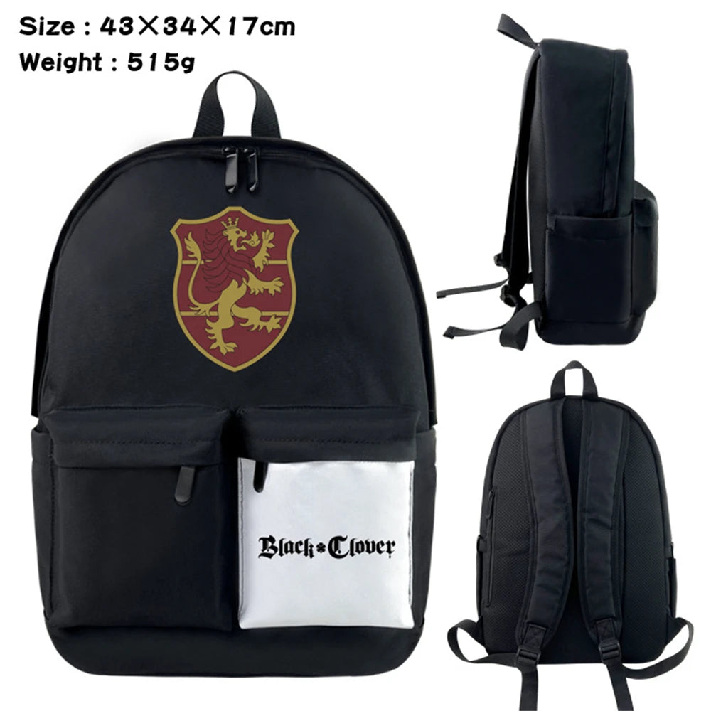 Anime Clover Nylon Backpack Schoolbag Laptop Bag Zipper Bookbag