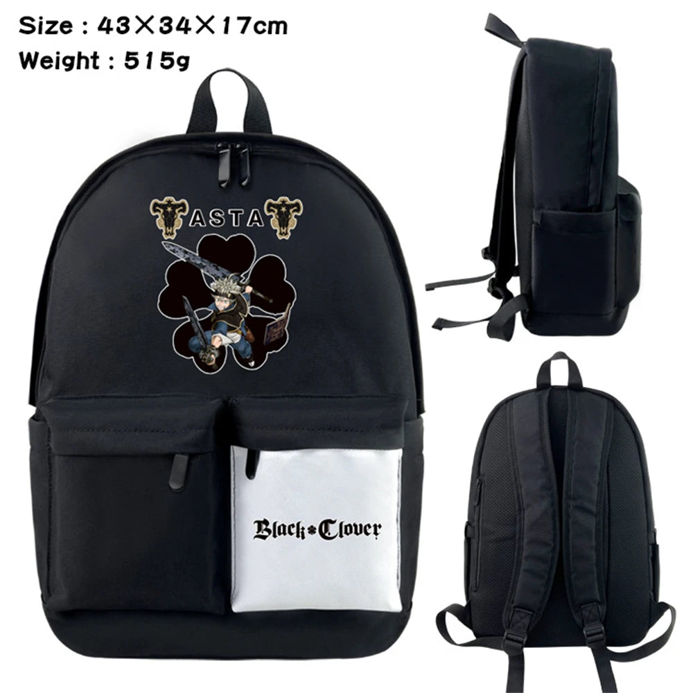 Anime Clover Nylon Backpack Schoolbag Laptop Bag Zipper Bookbag