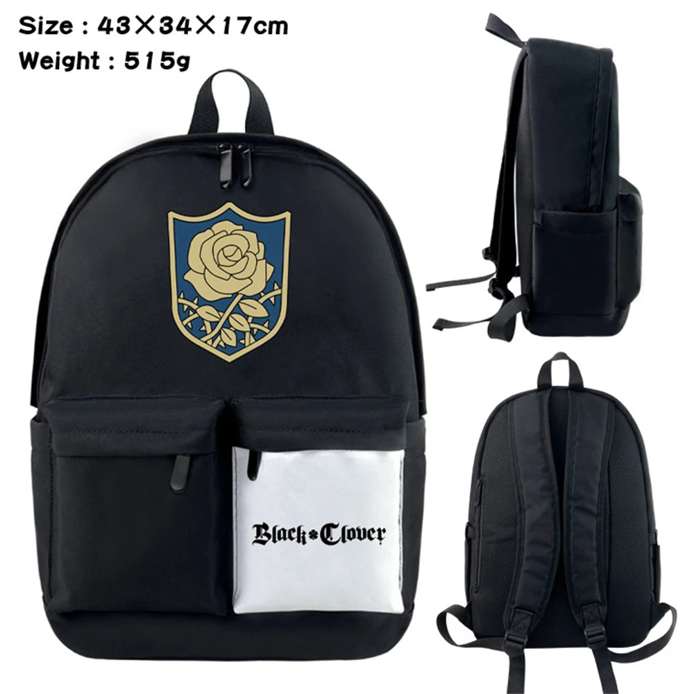 Anime Clover Nylon Backpack Schoolbag Laptop Bag Zipper Bookbag