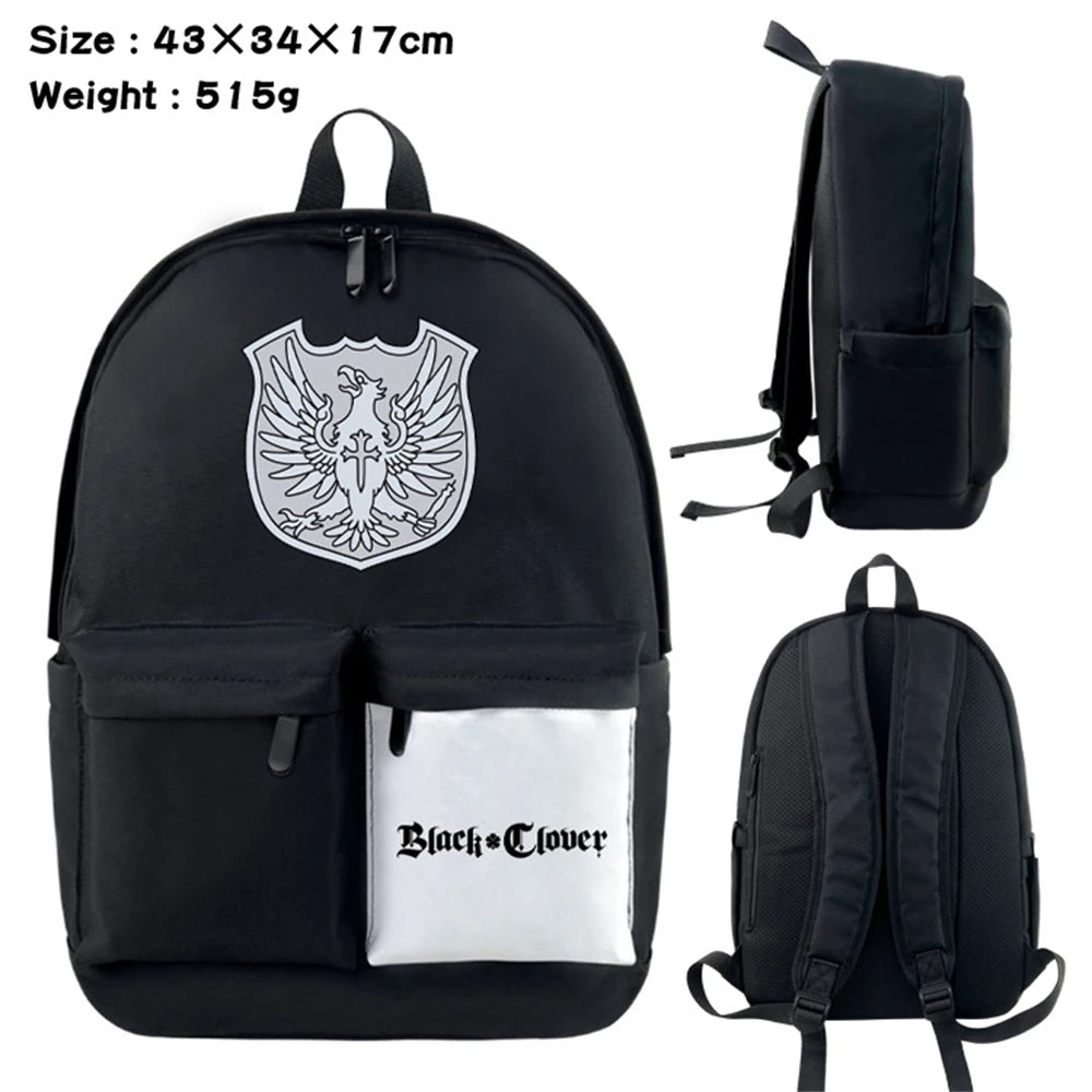 Anime Clover Nylon Backpack Schoolbag Laptop Bag Zipper Bookbag
