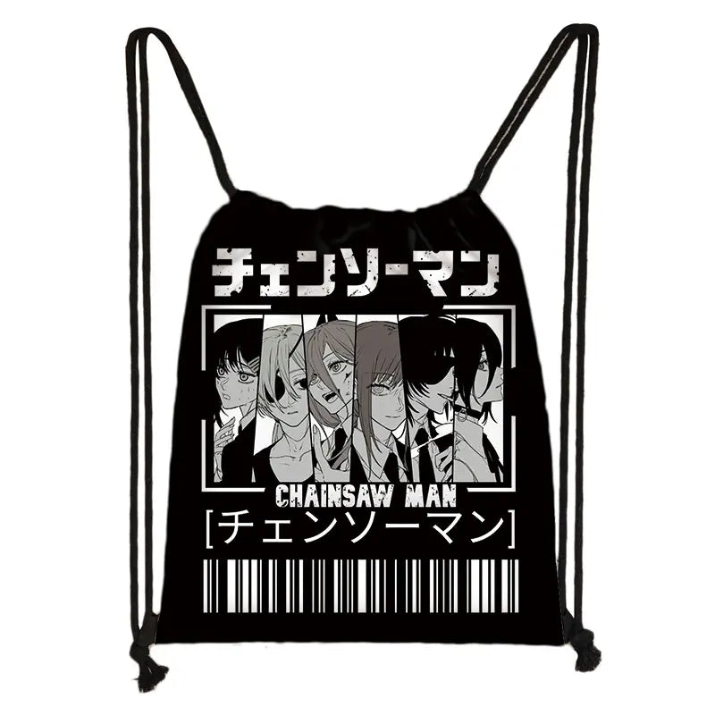 Chainsaw Man Backpack Denji Pochita Drawstring Bags Makima Power Manga