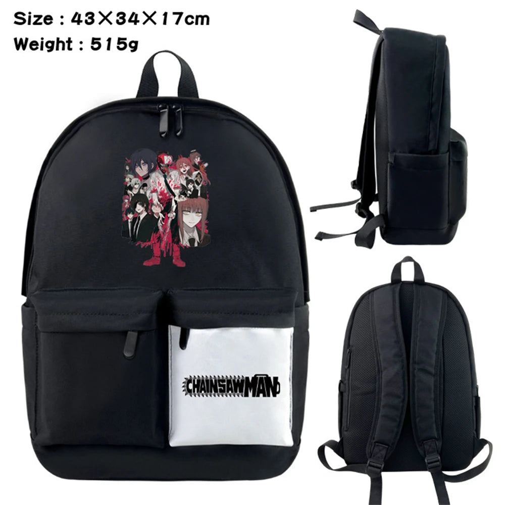 Anime Chainsaw Man Nylon Backpack Casual Knapsack Teenager Packsack
