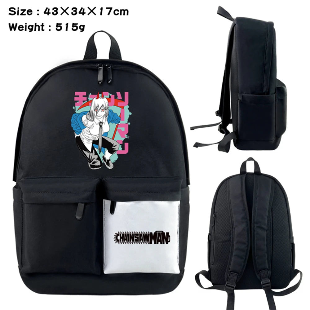 Anime Chainsaw Man Nylon Backpack Casual Knapsack Teenager Packsack