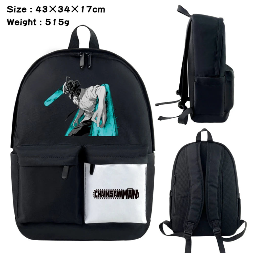 Anime Chainsaw Man Nylon Backpack Casual Knapsack Teenager Packsack