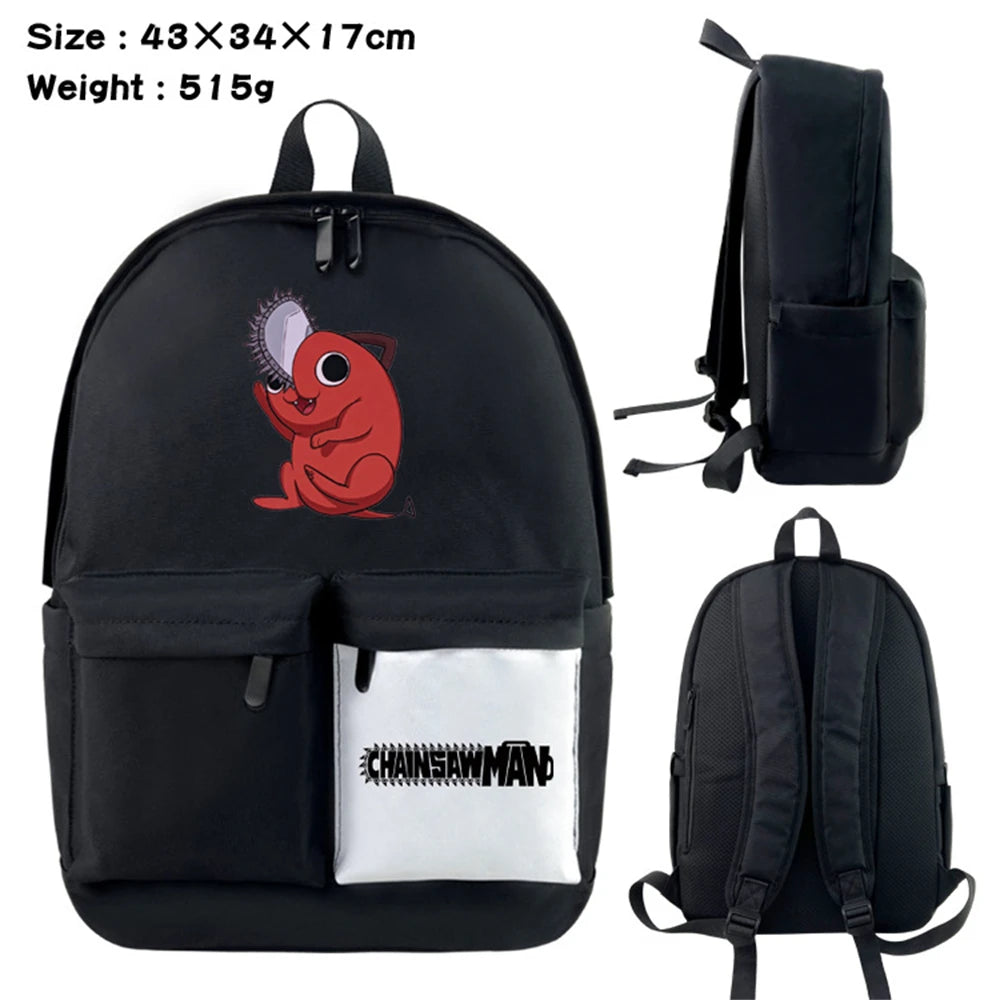 Anime Chainsaw Man Nylon Backpack Casual Knapsack Teenager Packsack