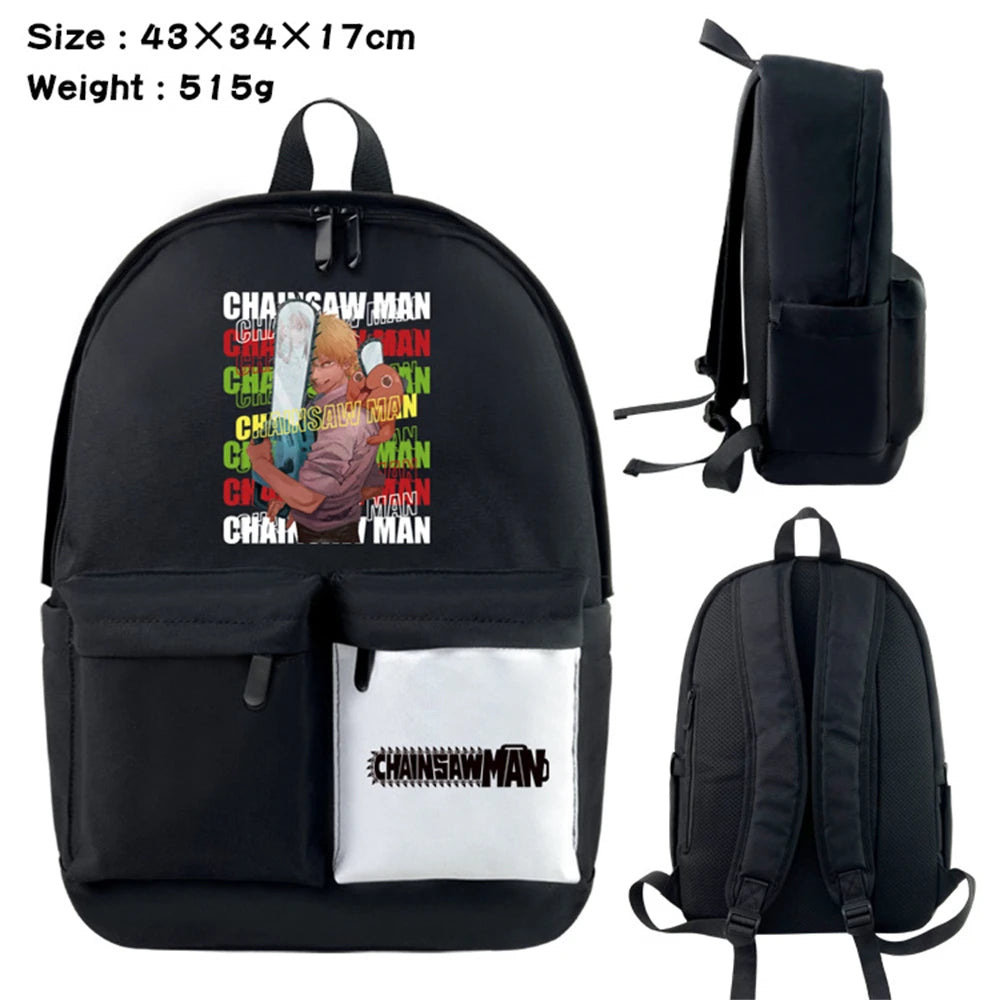 Anime Chainsaw Man Nylon Backpack Casual Knapsack Teenager Packsack