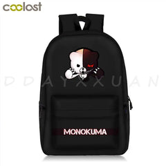 Danganronpa Backpack Boys Girls Bags Monokuma School Bag Bear Pattern