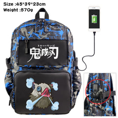 Anime Demon Slayer USB Backpack Student Schoolbag Casual Teenger Travel Knapsack