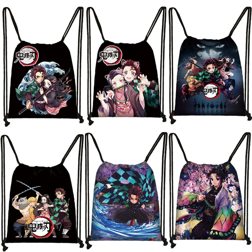 Demon Slayer Drawstring Bag Nezuko Tanjirou Backpack