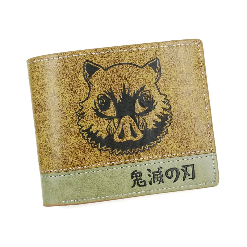Demon Slayer Inosuke Short Wallet PU Leather Men Women Purse