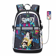 Anime Demon Slayer USB Backpack Reflective Stripe